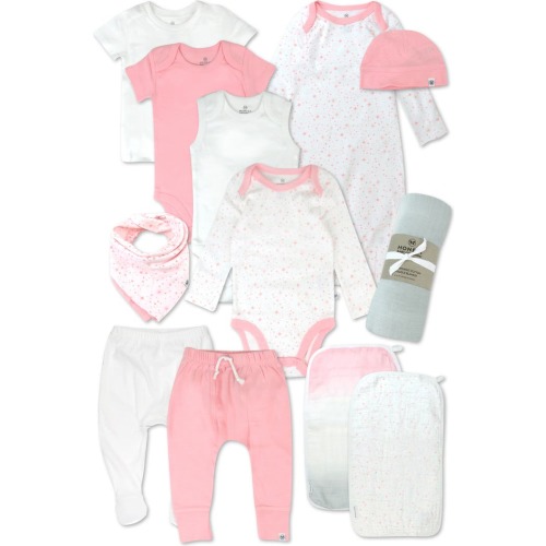 Baby 12-Piece Welcome Home Gift Set, 0-3M, Twinkle Star White/ Pink