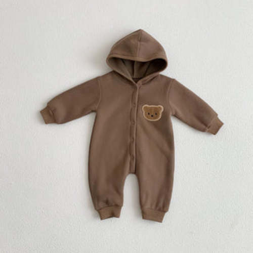 Teddy Bear Patch Hoodie Jumpsuit | RYAN AND REMI