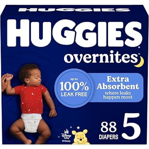 Huggies Size 5 Overnites Baby Diapers: Overnight Diapers, Size 5 (27+ lbs), 88 Ct, Packaging May Vary