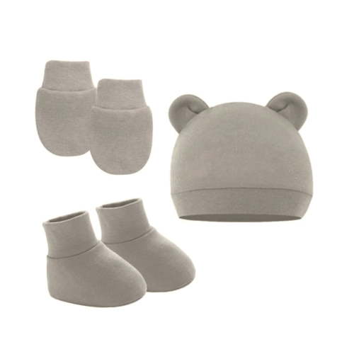 Baby Ears Newborn Hats Mittens and Socks Set for Boys Girls Beanie Hat 0-6 Month Baby Stuff (Pack of 3)