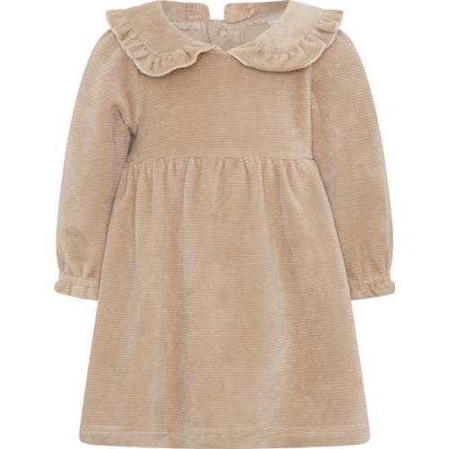 Ruffle Collar Long Sleeve Cotton Blend Corduroy Dress, 9-12M