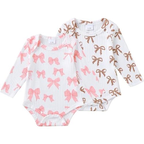 Renotemy Baby Girl Clothes Newborn Outfit 2 Pieces Bodysuit Preemie-12Month