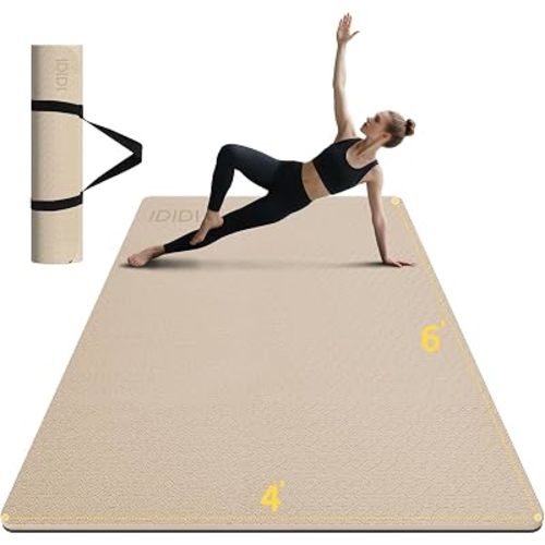 8mm & 10mm Thick Large Yoga Mat (6'x 4') - Extra Long and Wide Workout Mat for Men and Women, Non-Slip POE Fitness Mat, Eco-Friendly Exercise Mat for Home Workouts, Ideal for Yoga and Pilates