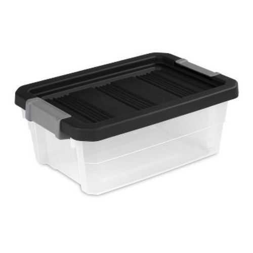 16qt Heavy Duty Latching Clear Storage Box - Brightroom™: Portable Plastic Bin, Universal Storage, Black, Lidded