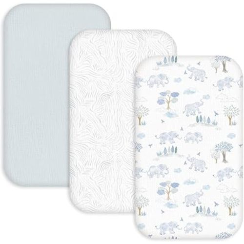 Gllquen Baby 3-Pack Muslin Cotton Bassinet Sheets, 33"x20" Bedside Sleeper