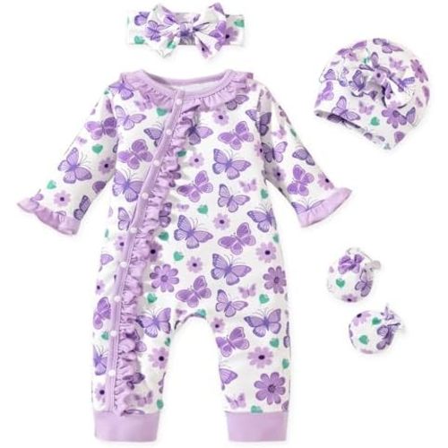 Aalizzwell Baby Girls Romper Outfit Fall Winter Clothes with Accessories