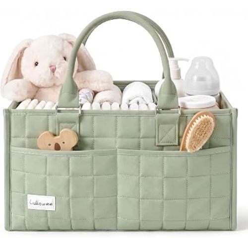 Baby Diaper Caddy Organizer, Portable Nursery Storage Basket with Handle