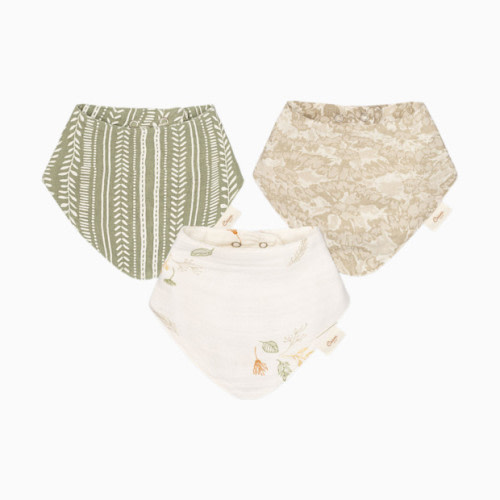 Cotton 4 Layer Muslin Bib Set (3 Pack) - Willow Ecru/Green
