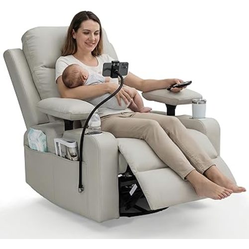 HRVEOCEI Power Glider Chair for Nursery Rocker, USB, Remote Control