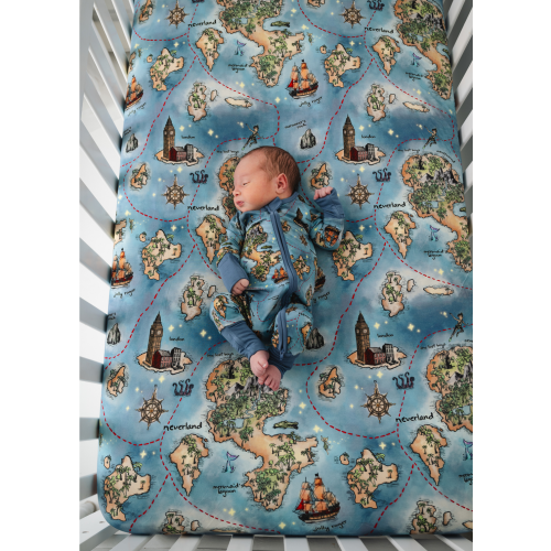 Neverland Map Bamboo Crib Sheet – Little Crowns & Capes