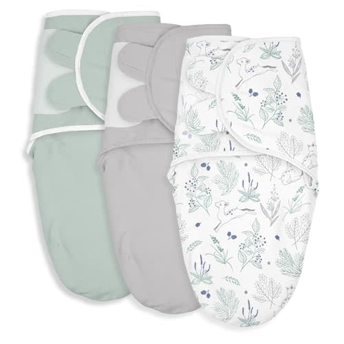 Soarwg Kids Baby Swaddle, Organic Adjustable Baby Swaddles for Newborns, Sleep Sack for Baby Boy and Girl 0-3 Months, 100% Cotton Certified Standard 100 by Oeko-TEX, 3-Pack (Deer Meadow)