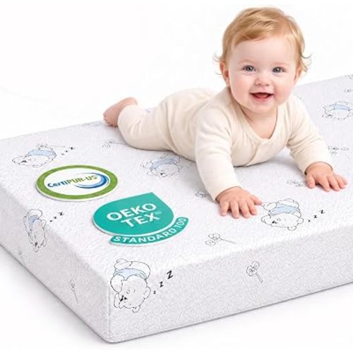 Pack and Play Mattress, Dual Sided Memory Foam 38"x26"x3", Firm & Soft for Baby & Toddler 0-3 Years, Certified & Waterproof Washable Playard Mattress