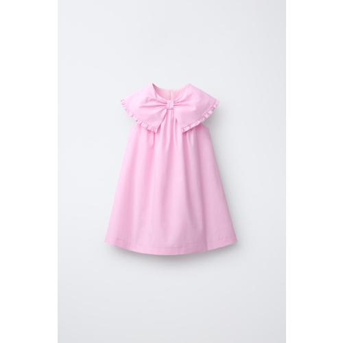 POPLIN DRESS WITH BOW - Pale pink | ZARA United States