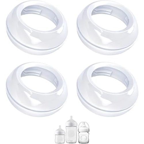 Replacement Bottle Ring Collars Compatible with Philips Avent Natural Bottles, PP or Glass Bottles, Screw Ring Replacement Parts, BPA Free, Reusable, Dishwasher Safe, 4 Pack