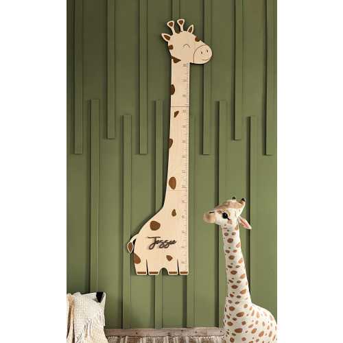 Personalized Wooden Giraffe Growth Chart: Jungle Safari Nursery Decor