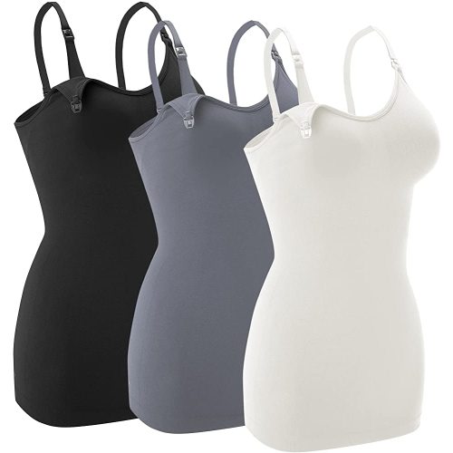 Nursing Tank Tops for Breastfeeding - Pregnancy Must Haves Maternity Camisoles with Built in Bra