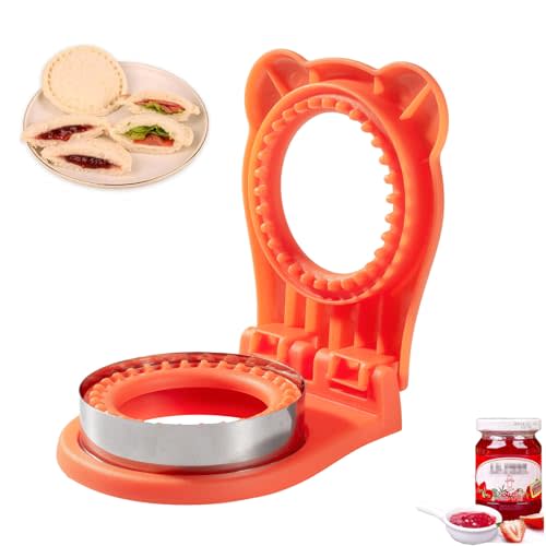 CHICHAUS Uncrustable Sandwich Maker,Sandwiches Pocket Circle Shape 3.7Inch Sandwich Cutter and Sealer,Sandwich Cutter for Kids Breakfast and lunchboxes (Orange)