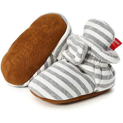 Babelvit Newborn Baby Boy Girl Soft Fleece Booties Stay On Infant Slippers Socks Shoe Non Skid Gripper Toddler First Walkers Winter Ankle Crib Shoes