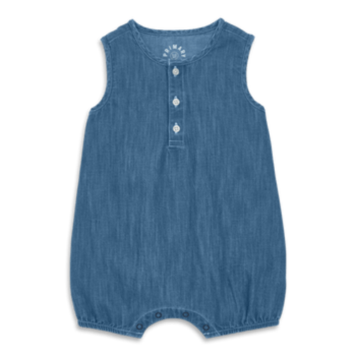 Baby Chambray Henley Tank Shortie, 3-6M