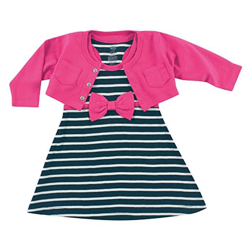 Hudson Baby Baby Girls' Cotton Dress and Cardigan Set