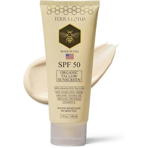 Organic Tallow Mineral Sunscreen - 50 SPF - For Face and Body - With 100% Grass-Fed Tallow and Non-Nano Zinc Oxide Reef Safe - (5 Oz)