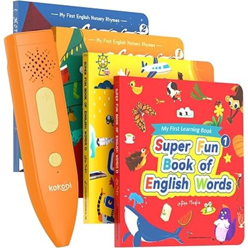 KOKODI Talking Pen Books Sets, Autism Sensory Games, Interactive Audio Sound Books Kids Learning Electronic Toys for Toddlers Kids, Early Educational Gifts Birthday Gifts for Boys Girls Age 2 3 4 5