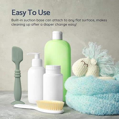 3 Packs Silicone Diaper Cream Applicator with Suction Base, Diaper Cream Spatula Applicator for Babies, Soft Silicone Diaper Cream Brush (Natural/Shifting Sand/Sage)
