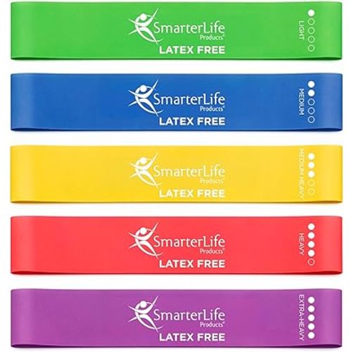 SmarterLife Resistance Bands for Working Out, Latex-Free Exercise Bands for Women, Men, 5 Extra Wide Workout Bands for Weight Loss, Home Gym, Booty Bands, Physical Therapy Bands, Workout Guide