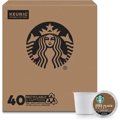 Starbucks Medium Roast K-Cup Coffee Pods — Pike Place for Keurig Brewers — 1 box (40 pods)