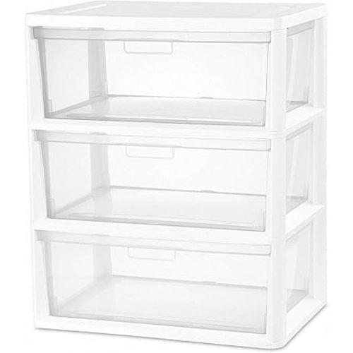 3 Drawer Plastic Storage Tower Wide Organizer for Closet Bedroom (White)