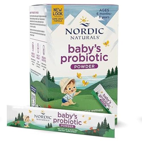 Nordic Naturals Baby’s Nordic Flora Probiotic Powder, Unflavored - 30 Packets - 4 Billion CFU - Digestive Health & Immune Support for Babies & Toddlers (6 Months to 3 Years) - 30 Servings