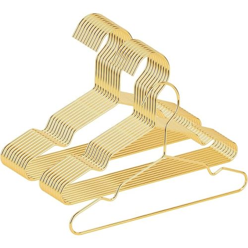 VWV 20 Pack Baby Hangers - 9.84 Inch Aluminum Non-Slip Kids Hangers for Nursery Toddler Clothing, Small Childrens, for Pants Coats Skirts (Gold)