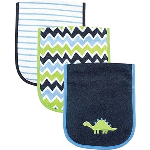 Luvable Friends Unisex Baby Cotton Burp Cloths with Fiber Filling, Dinosaur, One Size