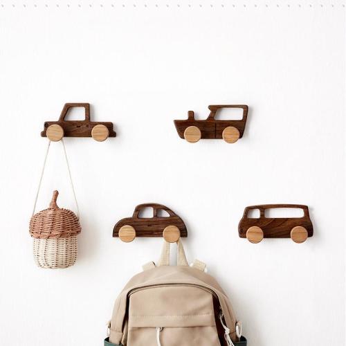 Solid Wood Car Wall Hooks, Vintage Vehicle Set, Kids Room Decor, Nursery Hangers