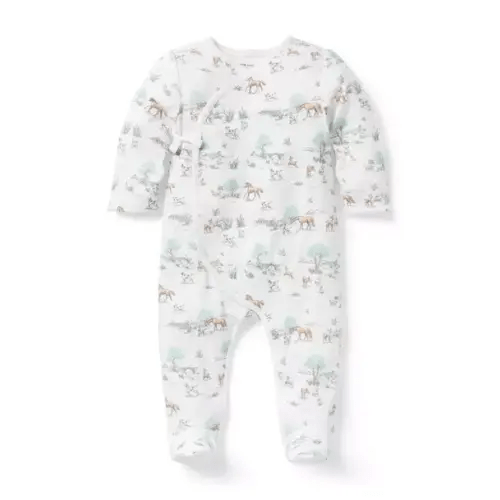 Baby Jet Ivory Meadow Toile Baby Meadow Toile Wrap Footed One-Piece by Janie and Jack