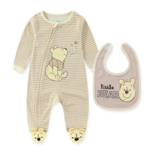 Disney Winnie the Pooh Baby Boys Footies Coverall with Bib for Infants