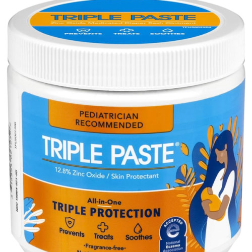 Triple Paste Diaper Rash Cream for Baby - 16 Oz Tub – Zinc Oxide Ointment Treats, Soothes and Prevents Diaper Rash - Pediatrician-Recommended Hypoallergenic Formula for Daily & Overnight Protection