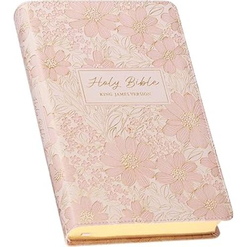 KJV Holy Bible, Deluxe Gift Bible with Thumb Tabs, Ribbon Marker, King James Version, Faux Leather, Pink