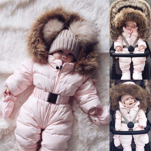 Lenago Toddler Snowsuits for 9-12 Months Infant Baby Boy Girl Romper Jacket Hooded Jumpsuit Warm Coat Outerwear Winter Snow Suits for Girls