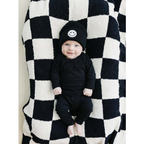 Checkered Plush Blanket | Black
