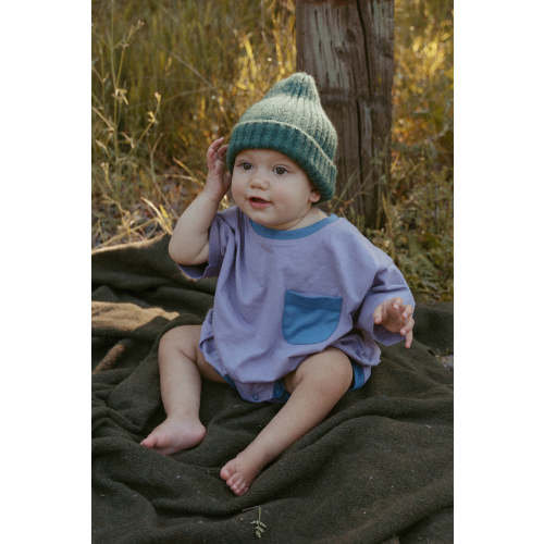 Cory Pocket Romper in Purple Ash