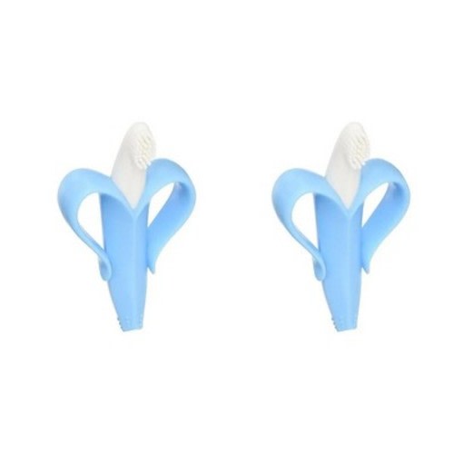 Maison Banana Teether, Self-Soothing Pain Relief Soft Silicone Teething Toy Blue