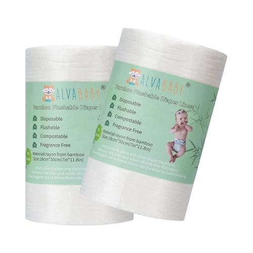 ALVABABY Diaper Liner for Baby Cloth Diapers Natural Soft Disposable Diaper Liners 11.8x7.1 Inch Fragrance Free Chlorine Free 400 Sheets