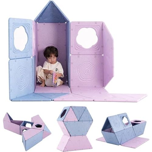 Asweets 18-Piece Magnetic Fort Building Kit for 3+ Kids, Giant Modular Playhouse Panels, Lightweight Panels with Built-in Magnets