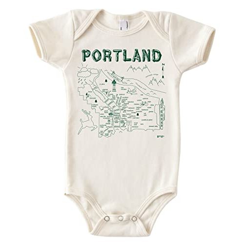MAPTOTE Organic Cotton Baby Bodysuit - Map Style | Soft knit cotton baby one piece, short sleeves and unisex fit - local inspried design screen printed in USA