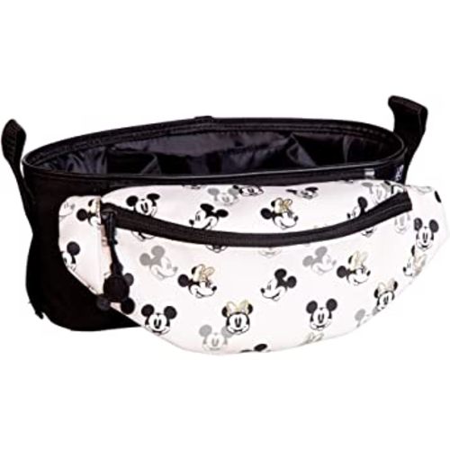 Disney Baby by J.L. Childress Universal Stroller Organizer with Detachable Hip Fanny Pack - Stroller Accessory with Belt Waist Bag - Stroller Cup Holder and Cell Phone Pocket - Mickey Minnie Ivory