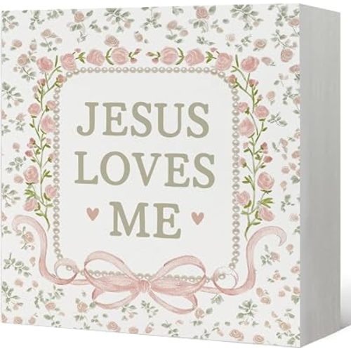 Baby Girls Nursery Christian Nursery Decor Jesus Love Me Box Signs,