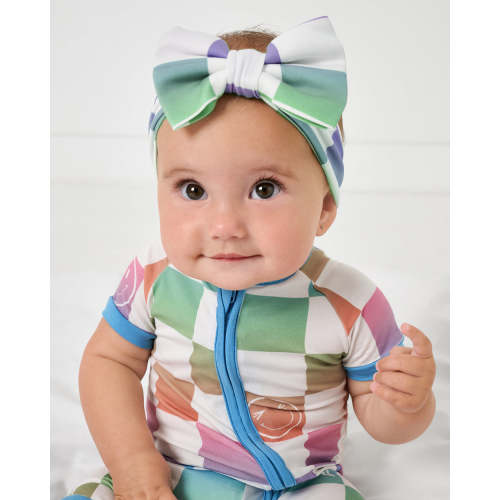 Ombre Cheery Checks Luxe Bow Headband | Little Sleepies