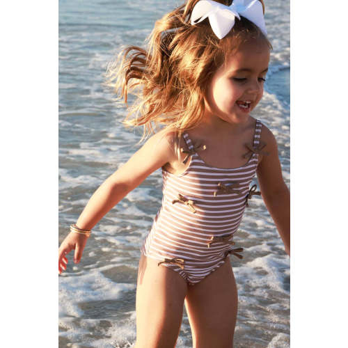 Tiny Bows One Piece | Sandy Stripes