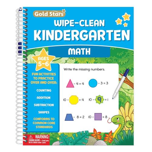 Wipe Clean Kindergarten Math Workbook Ages 5 to 6: Reusable Activities - Addition, Subtraction, Counting and Writing Numbers 1 to 20, Shapes & More (Common Core)